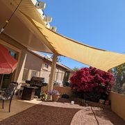 This Simple Shade Sail Created a Much Nicer Sitting Area